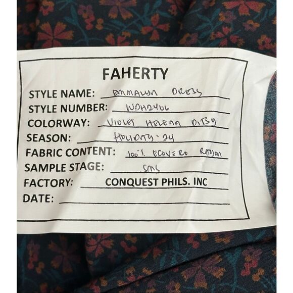 Faherty Emmalyn Floral Ling Sleeve Dress NWT Size Small - Picture 4 of 4